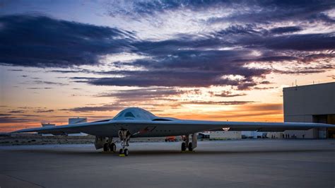 B-21 Raider stealth bomber taxiing during test flight at Edwards Air Force Base