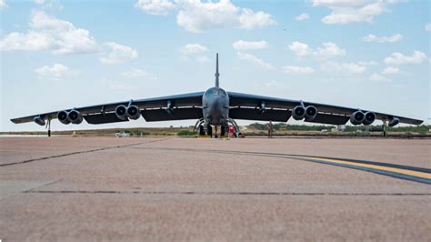 B-52 Stratofortress loaded with JDAM precision-guided bombs before combat sortie