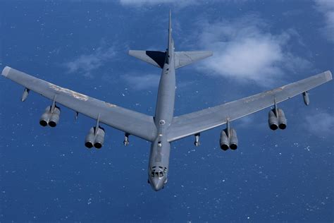 B-52 Stratofortress releasing cruise missiles during training exercise