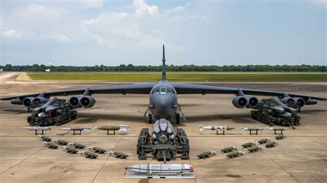 B-52 Stratofortress undergoing maintenance at US Air Force base