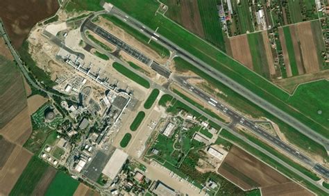 belgrade nikola tesla airport aerial view with air serbia aircraft