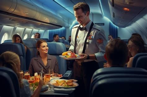 beOnd flight attendant serving luxury in-flight meal