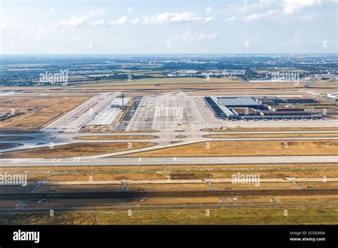 berlin brandenburg airport night aerial shot terminal