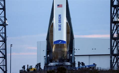 blue origin launch over cape canaveral skyline