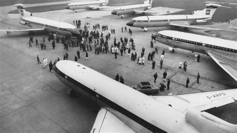 Boeing 727 and Hawker Siddeley Trident parked at international airport