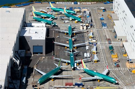 Boeing 737 MAX aircraft on factory apron awaiting airline delivery