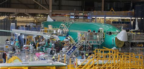 Boeing 737 MAX production line inside Renton factory assembly hall