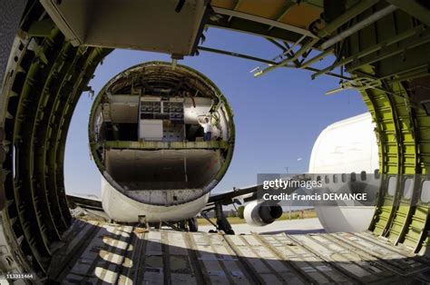 Boeing 747-200 aircraft dismantling at aircraft storage facility