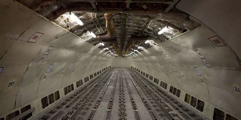 Boeing 747 passenger to freighter conversion inside aircraft maintenance hangar