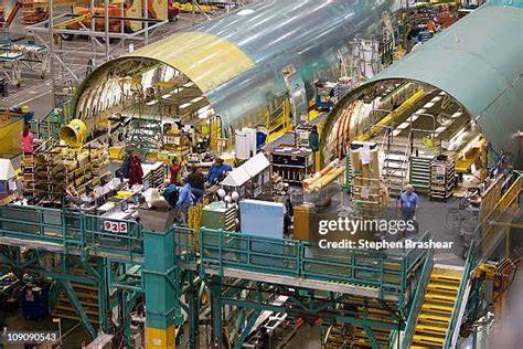 Boeing 777-8F freighter factory assembly line fuselage section