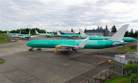 Boeing 777X completed airframes stored at Moses Lake Washington
