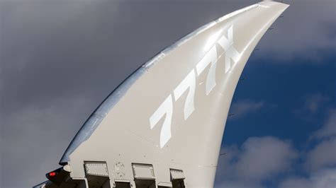 Boeing 777X folding wingtip during flight testing