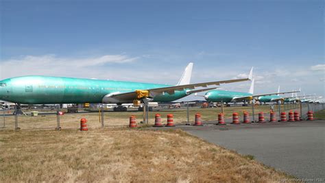 Boeing 777X lineup parked in storage awaiting delivery slots