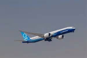 Boeing 777X widebody aircraft during certification testing