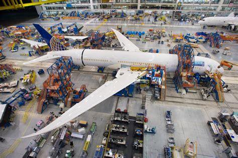 Boeing 787-9 Dreamliner final assembly line in Everett, Washington