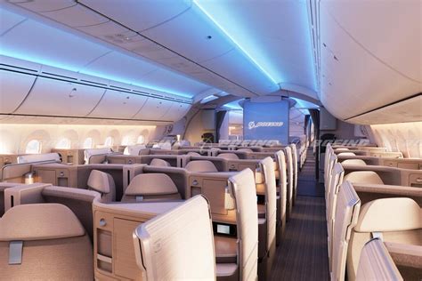 Boeing 787 cabin interior large windows LED lighting passenger experience