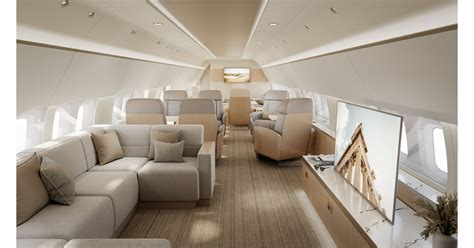 Boeing Business Jet luxury cabin interior with conference seating