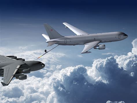 Boeing KC-46 Pegasus aerial refueling tanker conducting boom operations