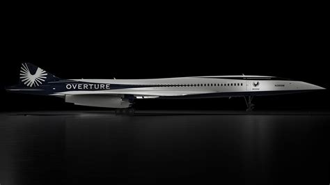 boom overture aircraft concept with sleek narrow-body design at high altitude