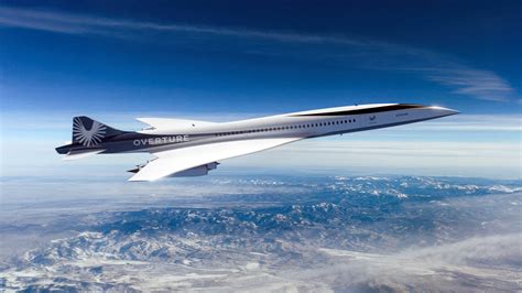 Boom Overture supersonic passenger jet concept flying above clouds