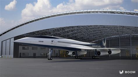 Boom Supersonic Overture concept image showing 2029 model in test livery over Atlantic