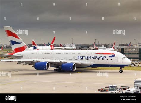 british airways a380 taxiing at london heathrow terminal 5