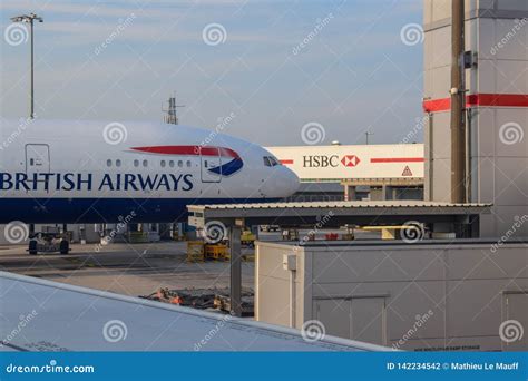 British Airways aircraft parked at London Heathrow terminal
