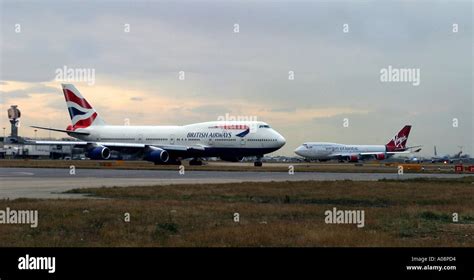 British Airways and Virgin Atlantic aircraft at Heathrow