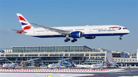 British Airways Boeing 787-8 Dreamliner taking off with city skyline in background