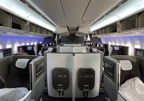British Airways Club World cabin on transatlantic New York to London flight