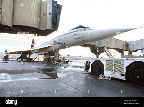 British Airways Concorde on runway at JFK during sunset