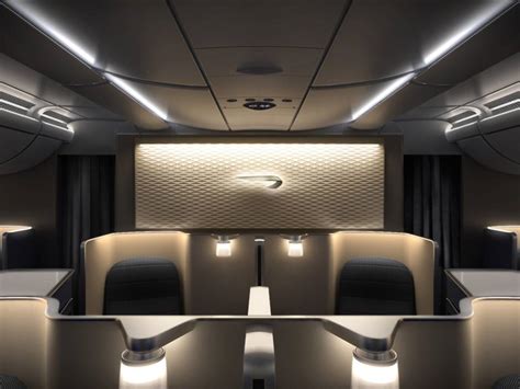 british airways first class private suite with ambient lighting