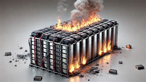 burnt lithium battery from electric device on metal surface