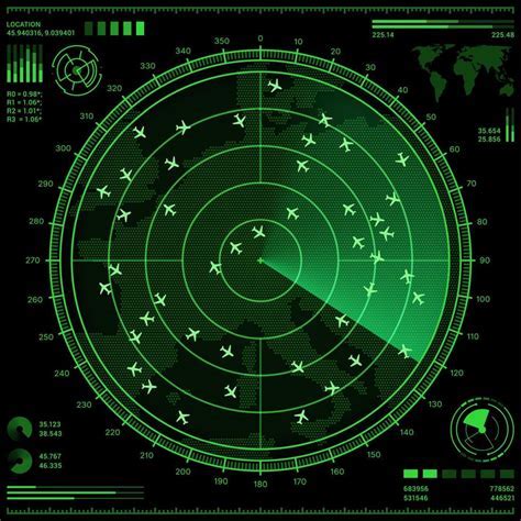 busy U.S. airspace radar screen inside control center