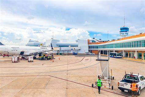 Cancun International Airport terminal with Breeze Airways service