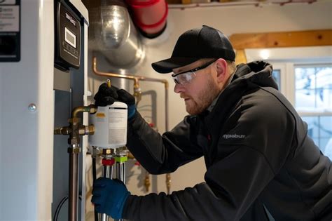 certified technician inspecting gas water heater