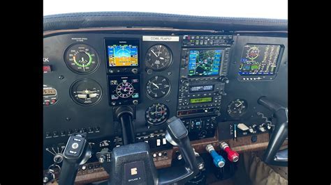 Cessna 182 in flight with annotated VFR equipment overlay, 2025 US training flight
