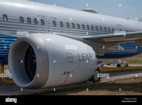 CFM LEAP-1B turbofan engine close-up mounted under Boeing 737 MAX wing