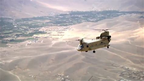CH-47 Chinook engulfed in brownout during Afghan dust landing
