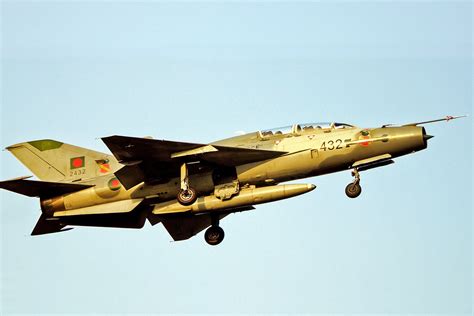 Chengdu F-7 Iranian interceptor jet climbing after takeoff