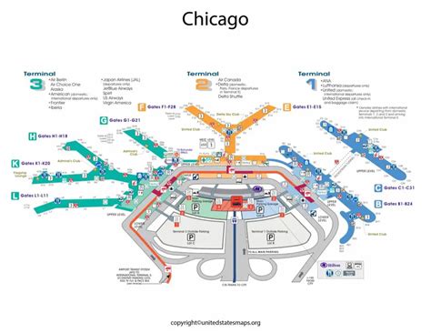 Chicago O’Hare Airport 199 gates Terminal 1 Terminal 3 Terminal 5