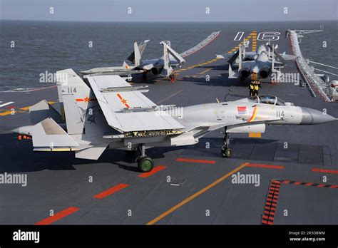 Chinese J-15 fighter on an aircraft carrier, highlighting its strategic relevance against the F/A-18