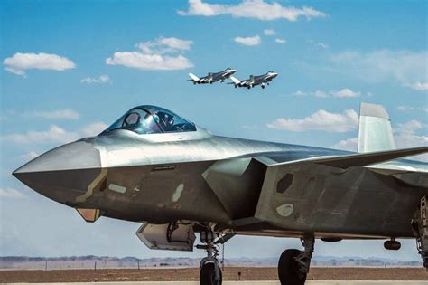 Chinese J-20 launching in formation during PLAAF training exercise