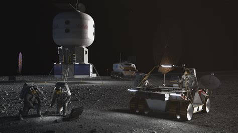 Chinese lunar base concept with astronauts and advanced habitat structures on the Moon surface