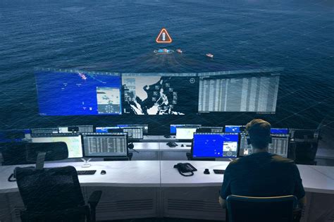 Chinese maritime command center displaying integrated UAV surveillance feeds