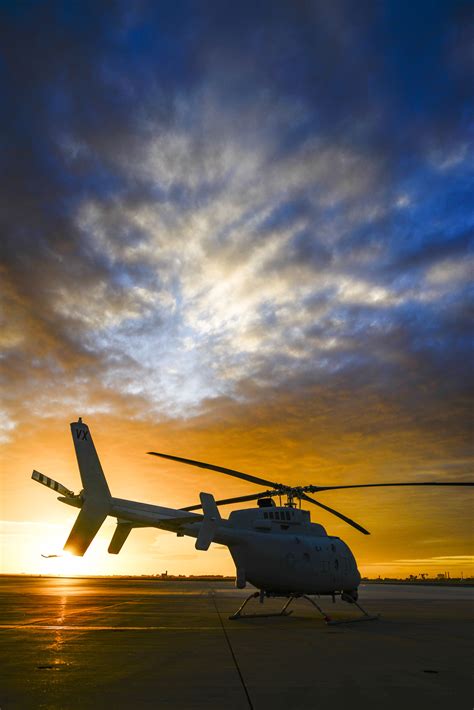 Close-up of MQ-8C Fire Scout sensor suite and communication antennas