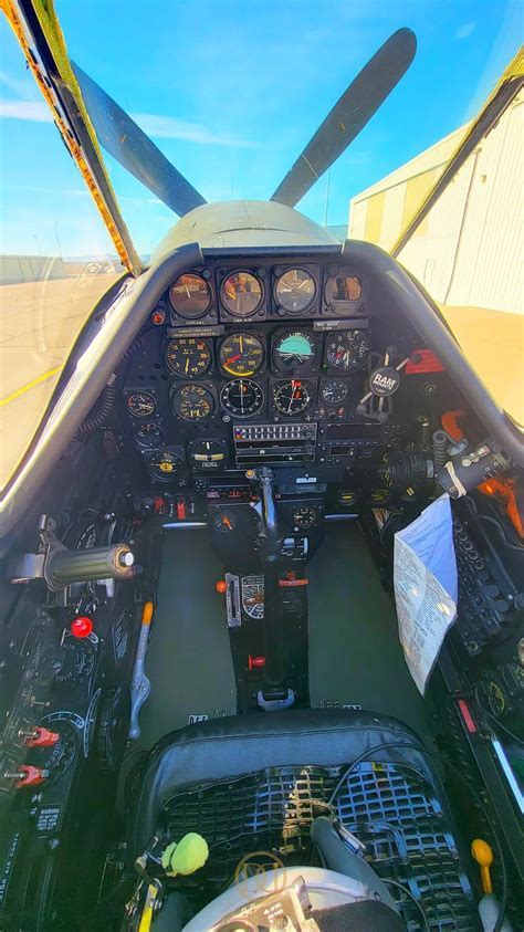 Close-up of P-51 Mustang cockpit during flight experience