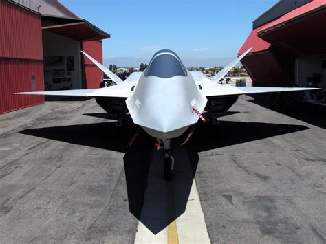 Close-up of YF-23’s diamond wing design inspired by stealth bomber architecture