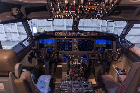 cockpit interior of Boeing 737 MAX showcasing modern LCD avionics system