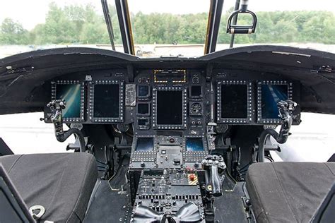 cockpit of MH-47G Chinook showcasing multi-function digital displays